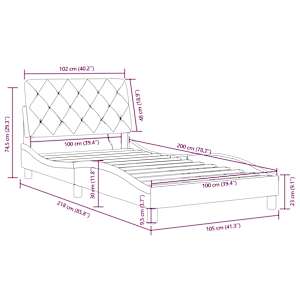 Rám postele s LED bez matrace tmavě šedý 100 x 200 cm samet - obrázek 15