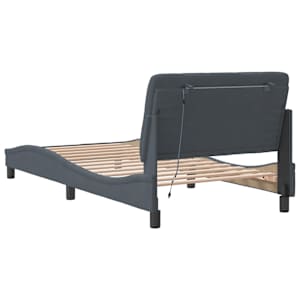 Rám postele s LED bez matrace tmavě šedý 100 x 200 cm samet - obrázek 8