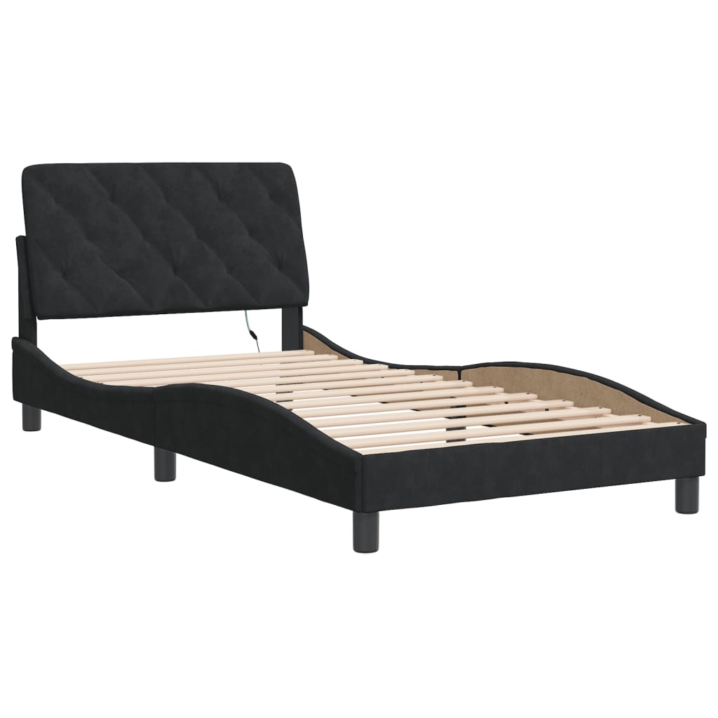 vidaXL Bedframe met LED-verlichting fluweel zwart 100x200 cm afbeelding