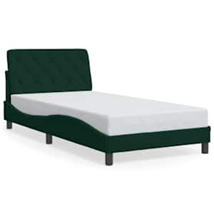 Rám postele s LED bez matrace tmavě zelený 100 x 200 cm samet - obrázek 5