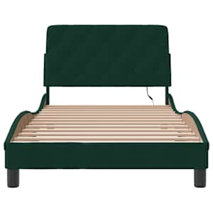 Rám postele s LED bez matrace tmavě zelený 100 x 200 cm samet - obrázek 6