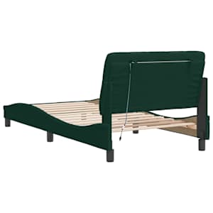 Rám postele s LED bez matrace tmavě zelený 100 x 200 cm samet - obrázek 8