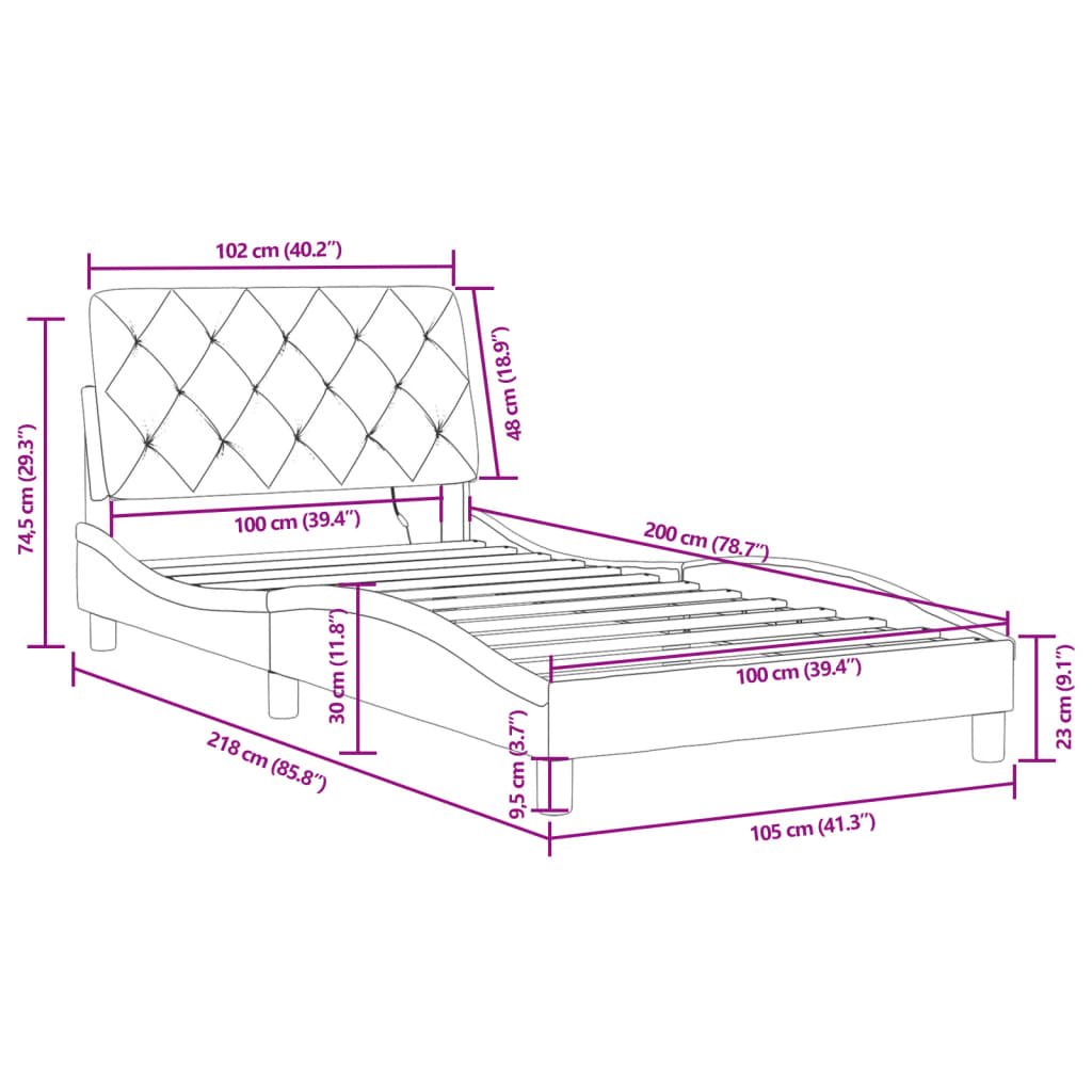 Rám postele s LED bez matrace růžový 100 x 200 cm samet - obrázek 15