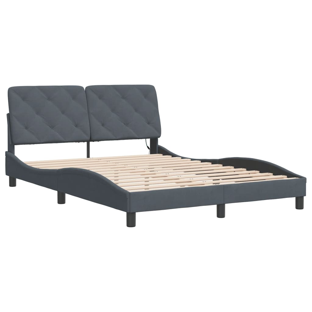 vidaXL Bedframe met LED-verlichting fluweel donkergrijs 120x200 cm afbeelding