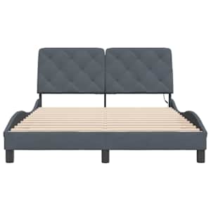Rám postele s LED bez matrace tmavě šedý 120 x 200 cm samet - obrázek 6
