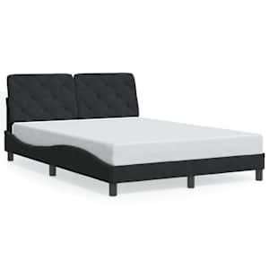 Rám postele s LED bez matrace černý 120 x 200 cm samet - obrázek 5