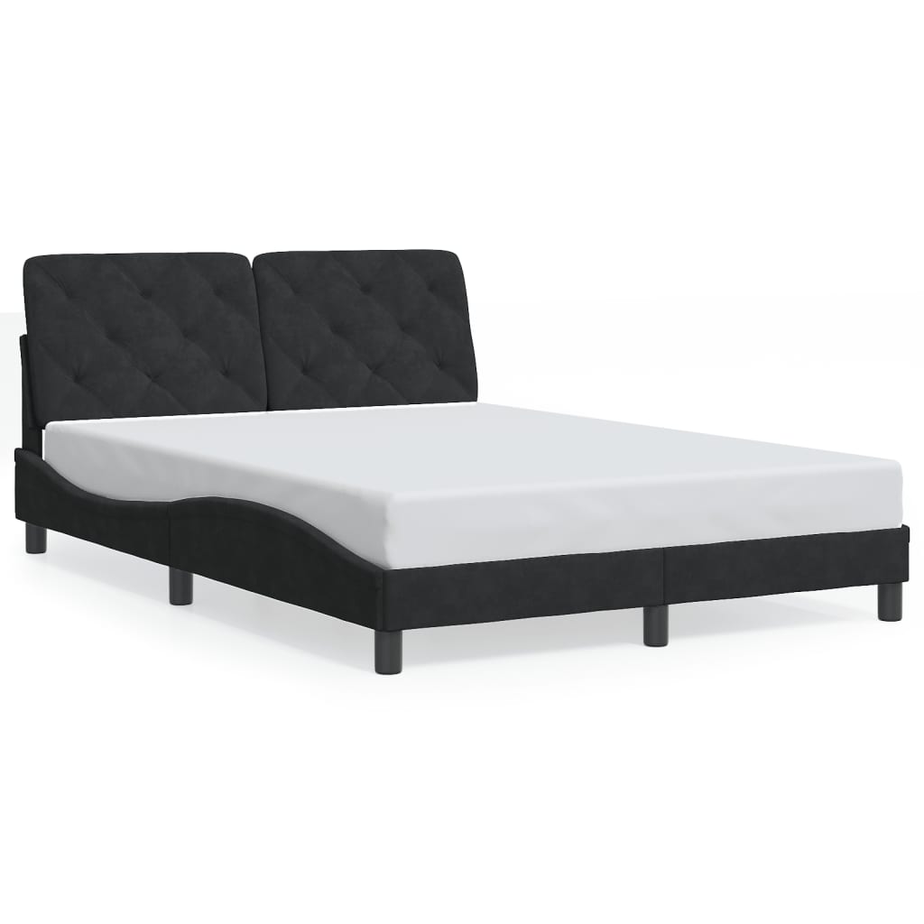 vidaXL Cadru de pat cu lumini LED, negru, 120x200 cm, catifea