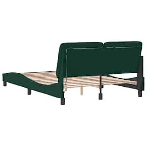 Rám postele s LED bez matrace tmavě zelený 120 x 200 cm samet - obrázek 8