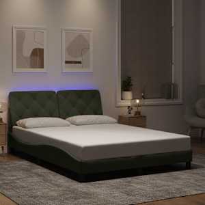 Rám postele s LED bez matrace světle šedý 140 x 190 cm samet - obrázek 1