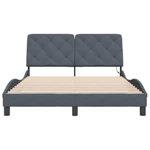 Rám postele s LED bez matrace tmavě šedý 140 x 190 cm samet - obrázek 6