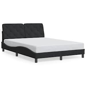 Rám postele s LED bez matrace černý 140 x 190 cm samet - obrázek 5