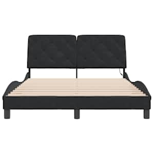 Rám postele s LED bez matrace černý 140 x 190 cm samet - obrázek 6