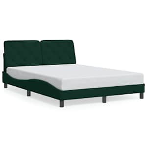 Rám postele s LED bez matrace tmavě zelený 140 x 190 cm samet - obrázek 5