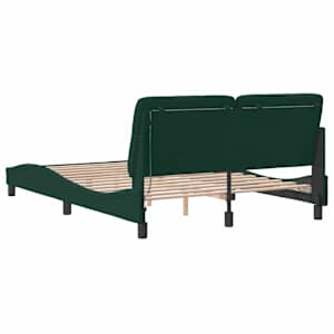 Rám postele s LED bez matrace tmavě zelený 140 x 190 cm samet - obrázek 8