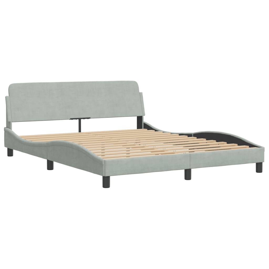 vidaXL Bedframe met LED-verlichting fluweel lichtgrijs 160x200 cm afbeelding