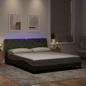 Rám postele s LED bez matrace světle šedý 160 x 200 cm samet - obrázek 1
