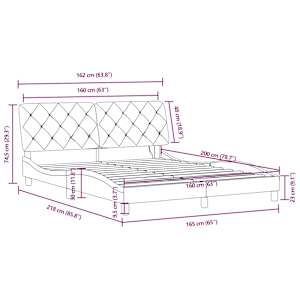 Rám postele s LED bez matrace tmavě šedý 160 x 200 cm samet - obrázek 15