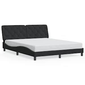 Rám postele s LED bez matrace černý 160 x 200 cm samet - obrázek 5