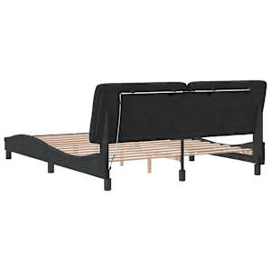 Rám postele s LED bez matrace černý 160 x 200 cm samet - obrázek 8