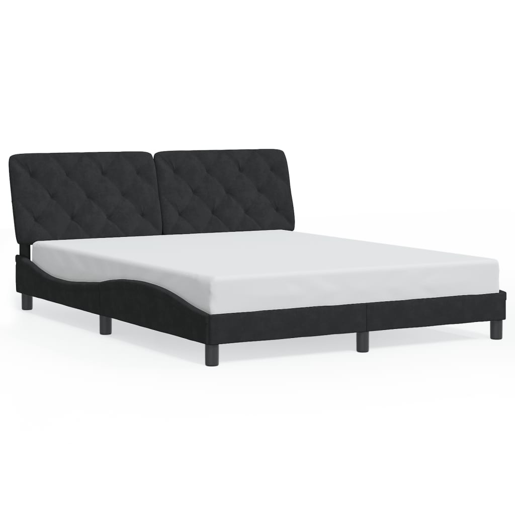vidaXL Cadru de pat cu lumini LED, negru, 160x200 cm, catifea