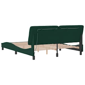 Rám postele s LED bez matrace tmavě zelený 160 x 200 cm samet - obrázek 8