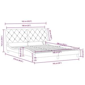 Rám postele s LED bez matrace modrý 160 x 200 cm samet - obrázek 15