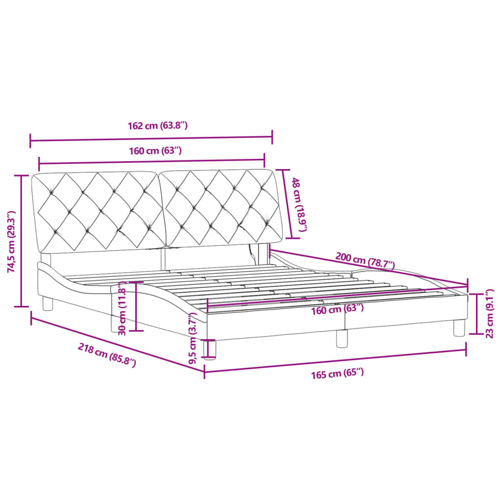 Rám postele s LED bez matrace růžový 160 x 200 cm samet - obrázek 15