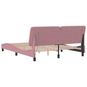 Rám postele s LED bez matrace růžový 160 x 200 cm samet - obrázek 8