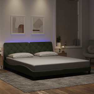 Rám postele s LED bez matrace světle šedý 180 x 200 cm samet - obrázek 1