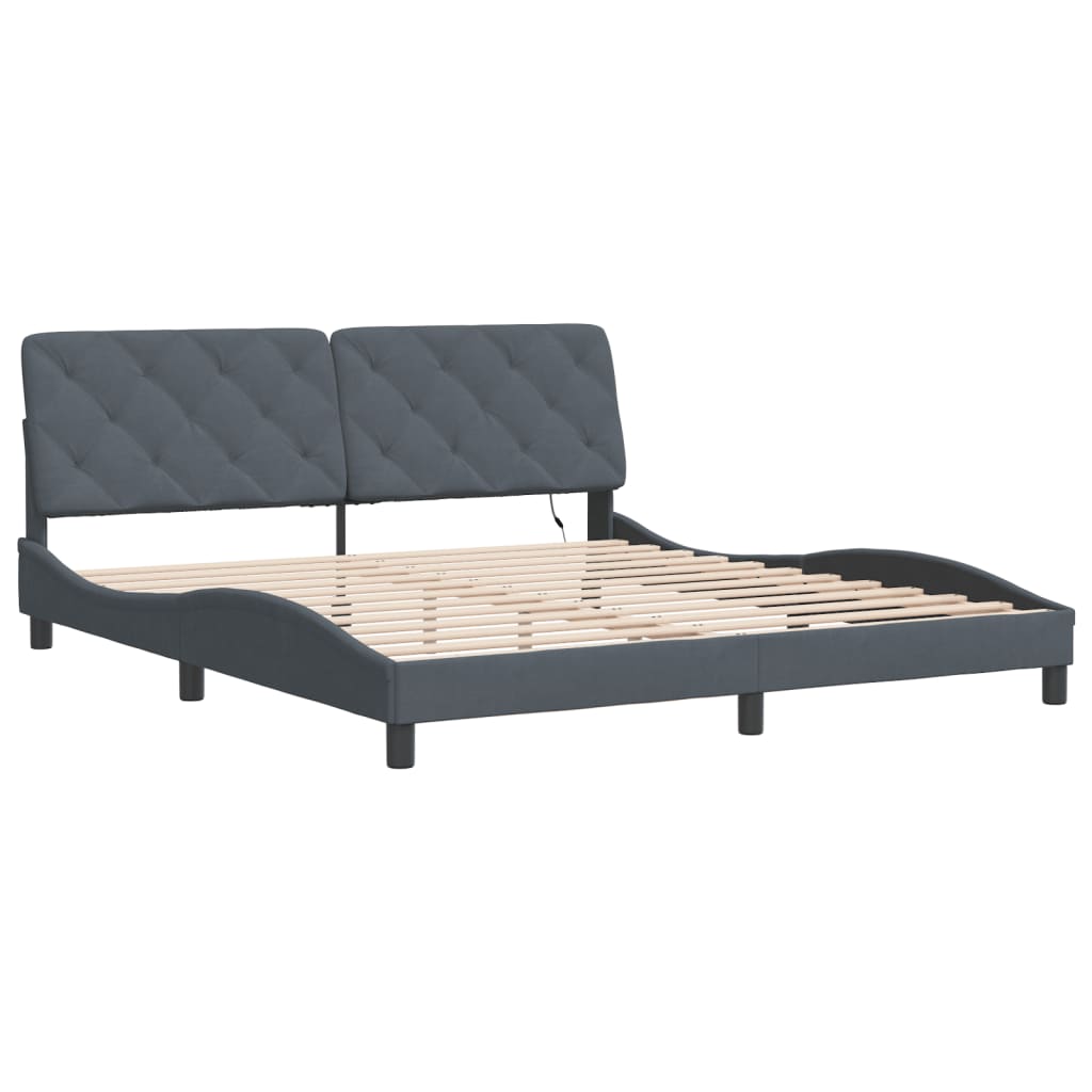 vidaXL Bedframe met LED-verlichting fluweel donkergrijs 180x200 cm afbeelding