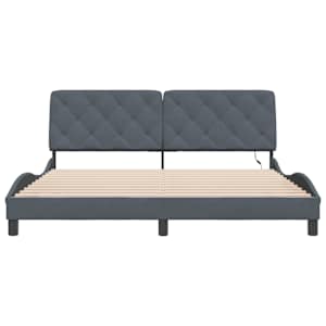 Rám postele s LED bez matrace tmavě šedý 180 x 200 cm samet - obrázek 6