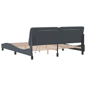 Rám postele s LED bez matrace tmavě šedý 180 x 200 cm samet - obrázek 8