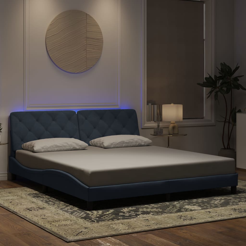 vidaXL sengeramme med LED uden madras 148x200 cm velour mørkegrå