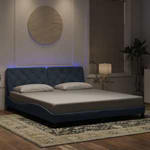 Rám postele s LED bez matrace tmavě šedý 180 x 200 cm samet - obrázek 1