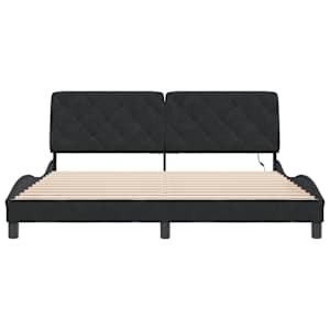 Rám postele s LED bez matrace černý 180 x 200 cm samet - obrázek 6