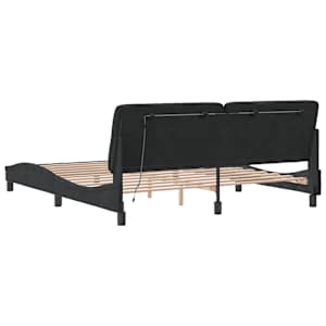 Rám postele s LED bez matrace černý 180 x 200 cm samet - obrázek 8