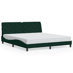 Rám postele s LED bez matrace tmavě zelený 180 x 200 cm samet - obrázek 5