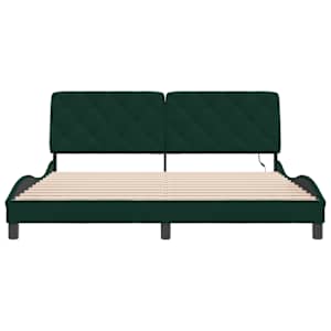 Rám postele s LED bez matrace tmavě zelený 180 x 200 cm samet - obrázek 6