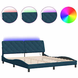 Rám postele s LED bez matrace modrý 180 x 200 cm samet - obrázek 2