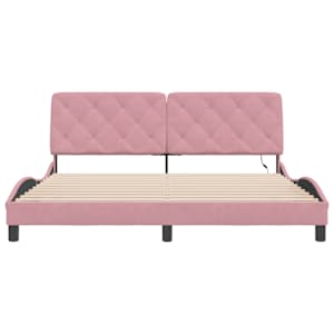 Rám postele s LED bez matrace růžový 180 x 200 cm samet - obrázek 6