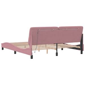 Rám postele s LED bez matrace růžový 180 x 200 cm samet - obrázek 8