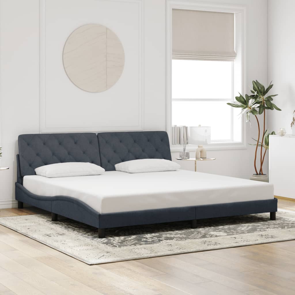 vidaXL Bedframe met LED zonder matras fluweel donkergrijs 200x200 cm grijs, foto 2