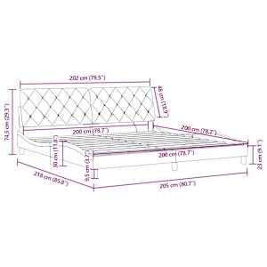 Rám postele s LED bez matrace tmavě šedý 200 x 200 cm samet - obrázek 15