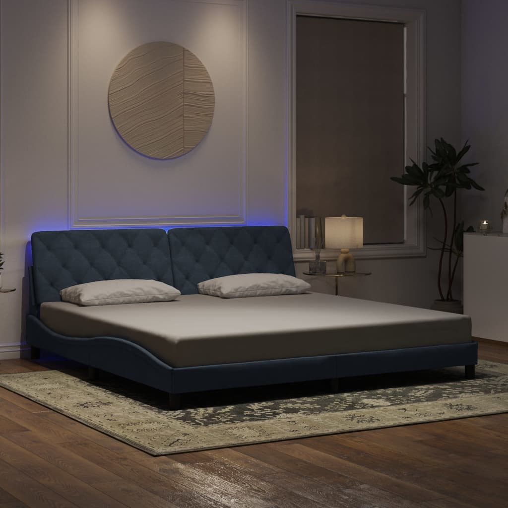 vidaXL sengeramme med LED uden madras 200x200 cm velour mørkegrå
