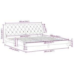 Rám postele s LED bez matrace černý 200 x 200 cm samet - obrázek 15