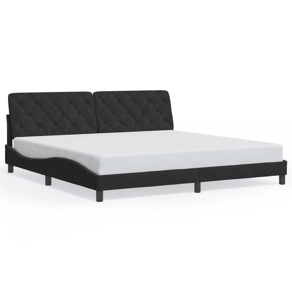 vidaXL Cadru de pat cu lumini LED, negru, 200x200 cm, catifea