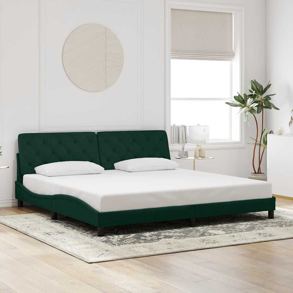 vidaXL Bedframe met LED zonder matras fluweel donkergroen 200x200 cm groen, foto 2