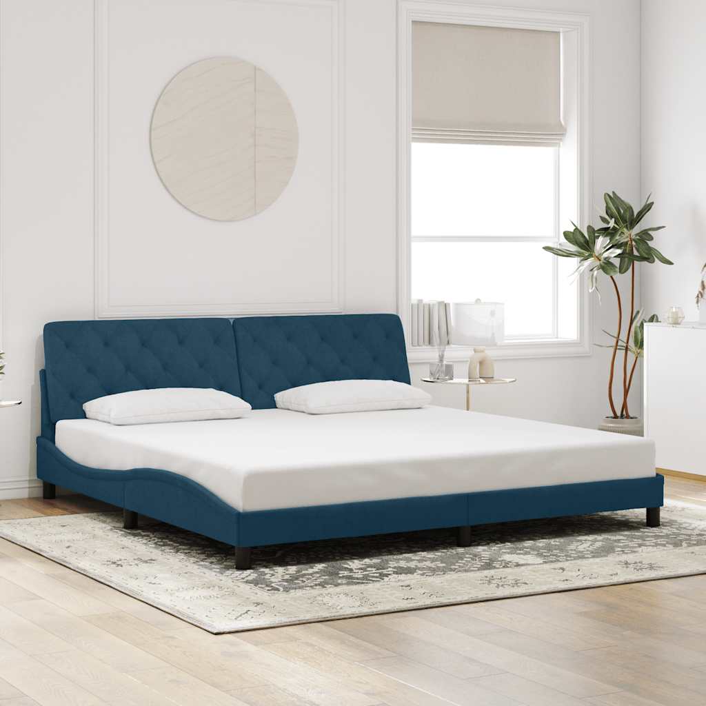 vidaXL Bedframe met LED zonder matras fluweel blauw 200x200 cm, foto 2
