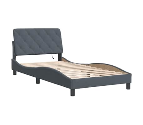 vidaXL Cadre de lit avec LED sans matelas gris fonc&eacute; 100x203 cm velours
