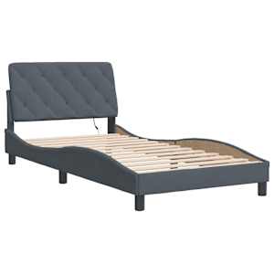 vidaXL Cadre de lit avec LED sans matelas gris fonc&eacute; 100x203 cm velours